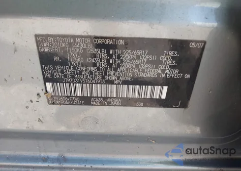 2007 Toyota Rav4 Limited from USA, damaged, VIN JTMZD31V576047913